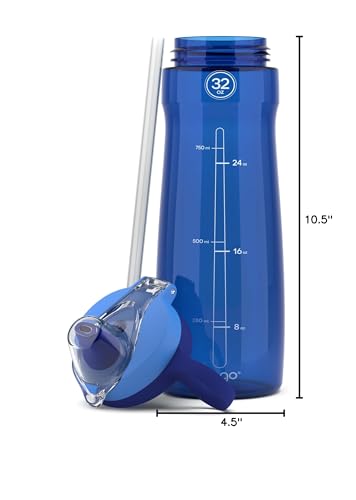 Pogo Plastic Water Bottle with Straw Lid and Carry Handle, Reusable, BPA-Free, Dishwasher Safe, Travel, School, Outdoors, Gym, 32 oz & 40 oz
