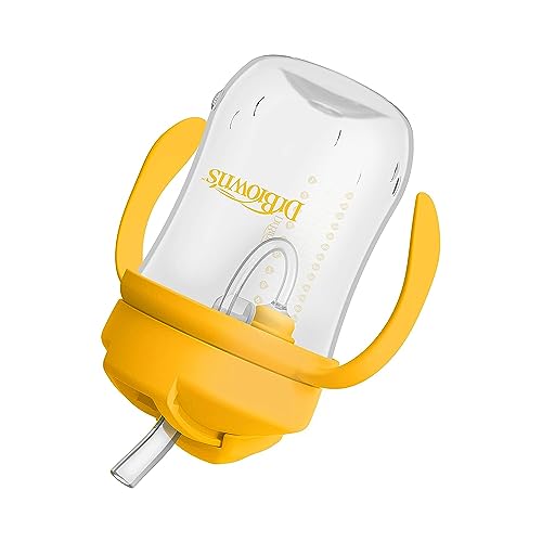 Dr. Brown's Milestones Baby's First Straw Cup – 2 Pack Training Cups with Weighted Straw, 9 oz/270 mL Each, Dark Blue & Vintage Yellow, BPA-Free, for Babies 6 Months+