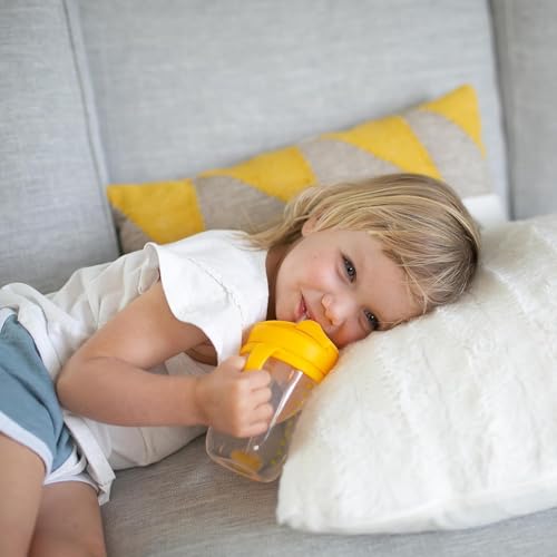 Dr. Brown's Milestones Baby's First Straw Cup – Training Cup with Weighted Straw, 9 oz/270 mL, Vintage Yellow, BPA-Free, for Babies 6 Months+