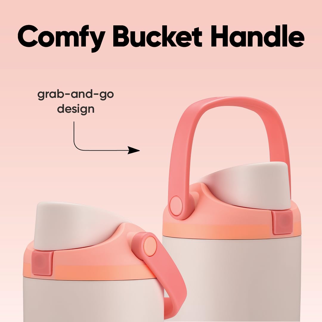 18 oz Kids Stainless Steel Water Bottle with Straw and Carry Handle, Double Wall Vacuum Insulated, Leak-Proof Locking Lid, BPA-Free, Yucca