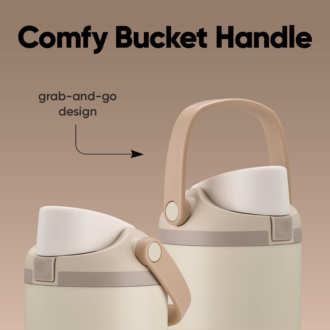 40 oz Insulated Stainless Steel Water Bottle with Two-Way Spout, Built-In Straw, Bucket Handle, BPA-Free, Leak-Proof, Very Very Dark