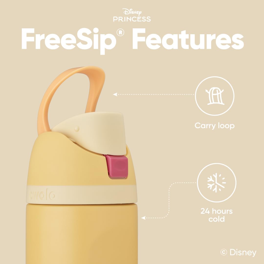 24 oz Owala Disney Princess FreeSip Insulated Stainless Steel Water Bottle with Straw, BPA-Free Sports Bottle, Tiana, Sports and Travel