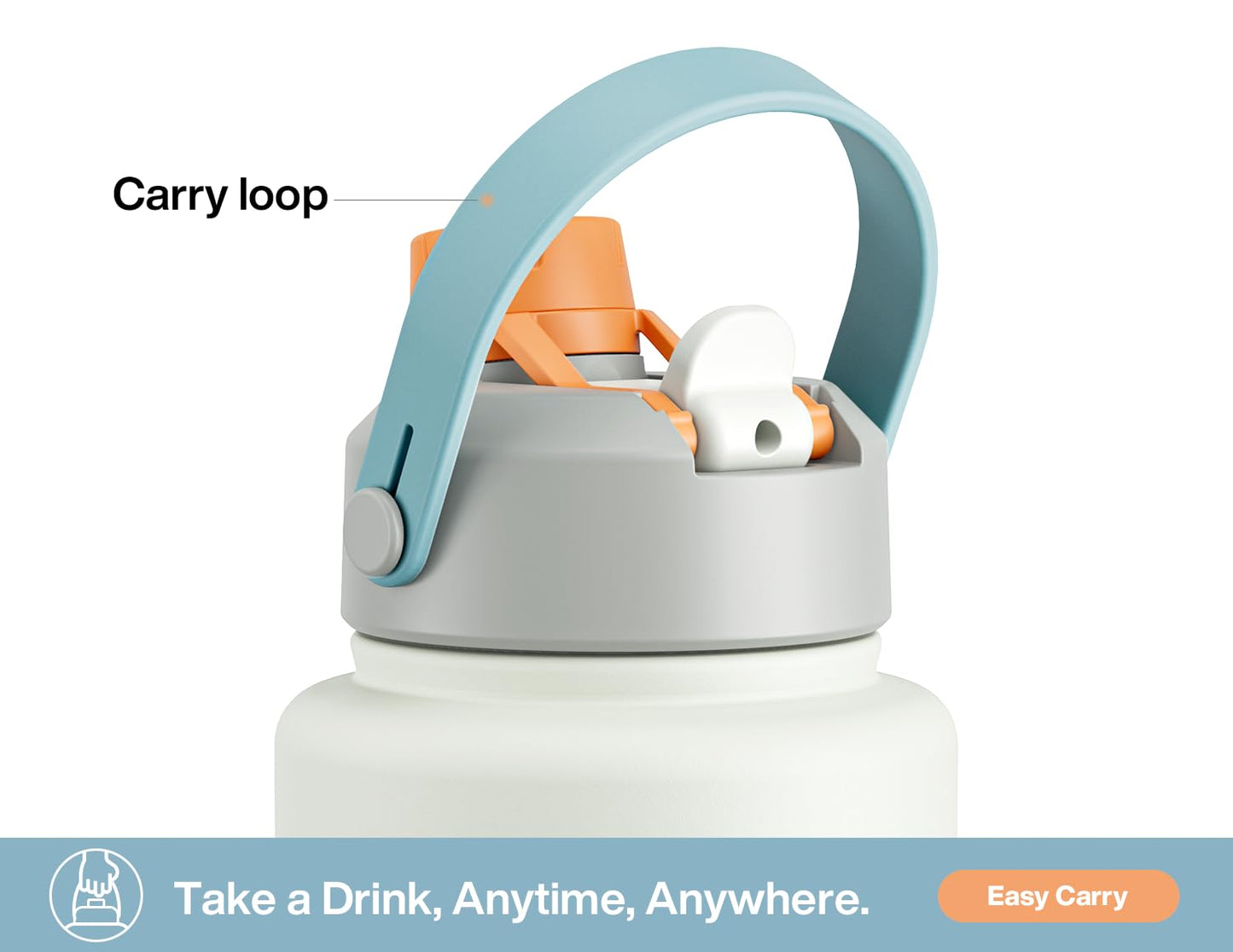 26 oz Insulated Stainless Steel Water Bottle with 2-in-1 Straw and Spout Lid, Leak-Proof, Cold 24H for Sports, Travel, School, Candy Ripple