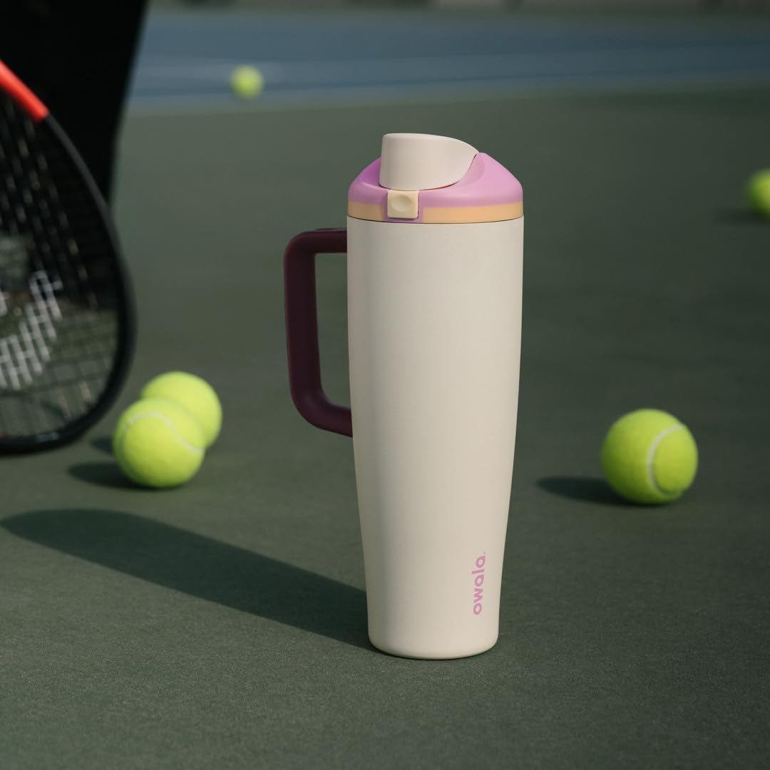 40 oz Owala FreeSip Tumbler Insulated Stainless Steel Water Bottle with Built-In Straw and Side Handle, BPA-Free, Leak-Proof, Sparkling Sherbet, Travel, Work, School, Sports