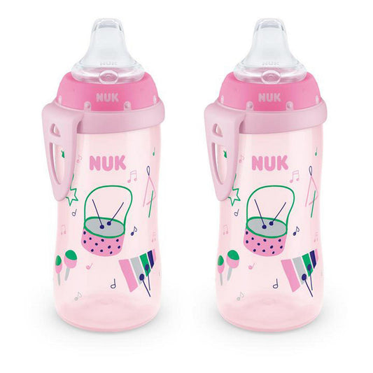 NUK Active Sippy Cup, 10 oz, 2-Pack – Spill-Proof, BPA-Free, Pink, for Babies 8+ Months