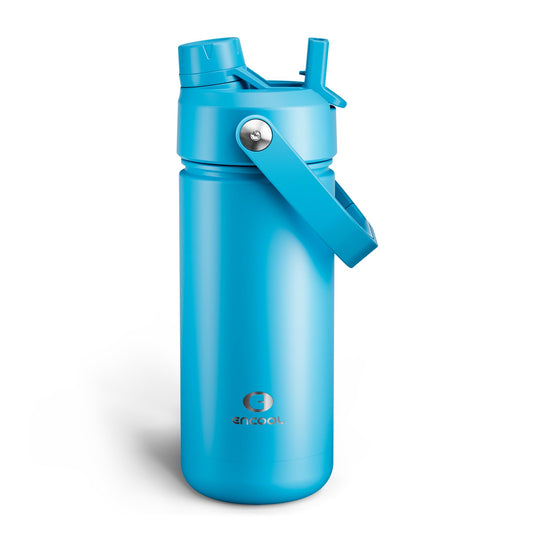 12 oz Kids Insulated Stainless Steel Water Bottle with Straw, Dual Spouts, Leak-Proof, BPA-Free, Cold 24H for Sports, Travel, School, Cream Moon