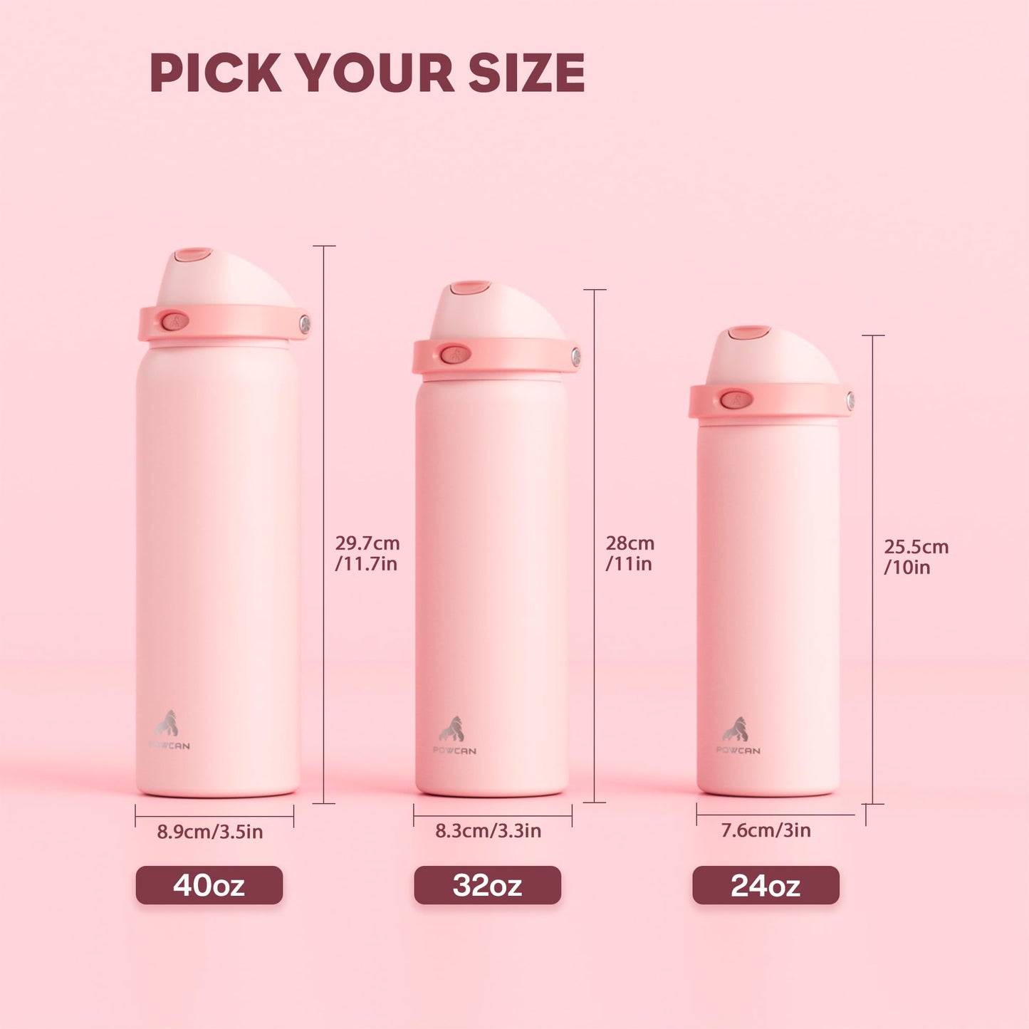 24 oz Insulated Stainless Steel Water Bottle for Outdoors, Push-Button Spout & Quick-Flip Straw, Leak-Proof, Cold 24H, Car Cup Holder Friendly, Midnight Black, Travel, Hiking, School