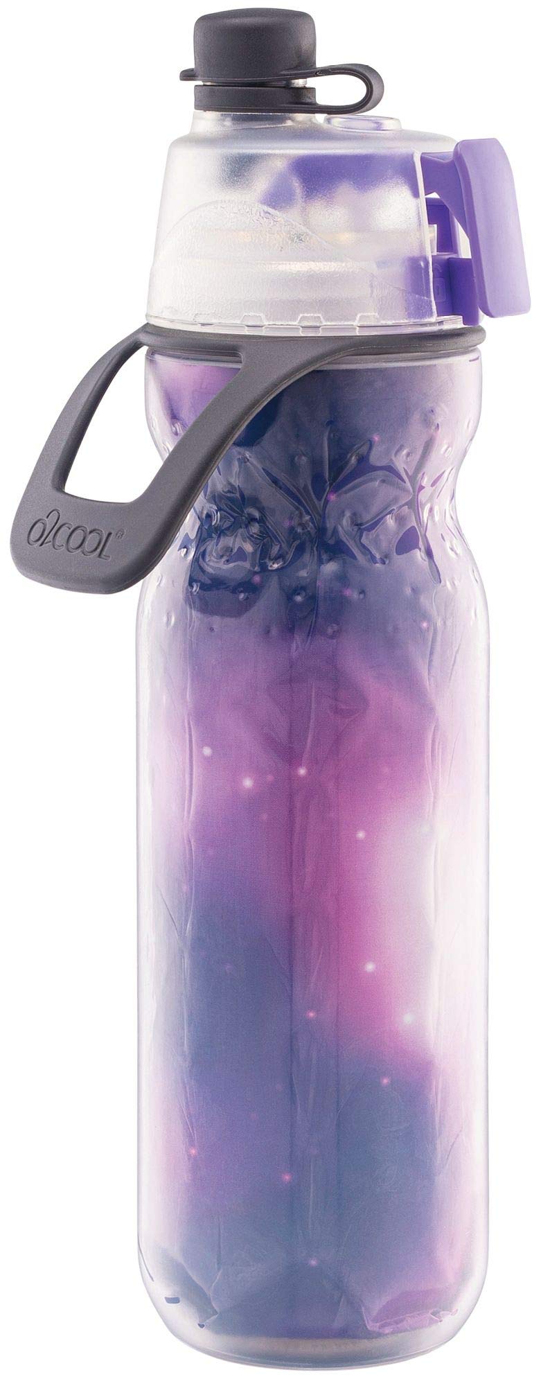 20 oz O2COOL Mist 'N Sip Water Bottle, 2-in-1 Mist and Sip, No-Leak Pull Top Spout, Reusable Sports Bottle, Pink Palm Tree