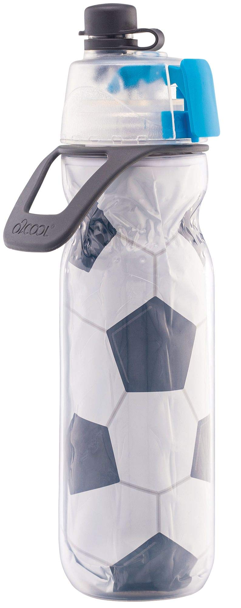 2 Pack 20 oz O2COOL Mist 'N Sip Water Bottles, 2-in-1 Mist and Sip, No-Leak Pull Top Spout, Reusable Sports Bottles, Soccer