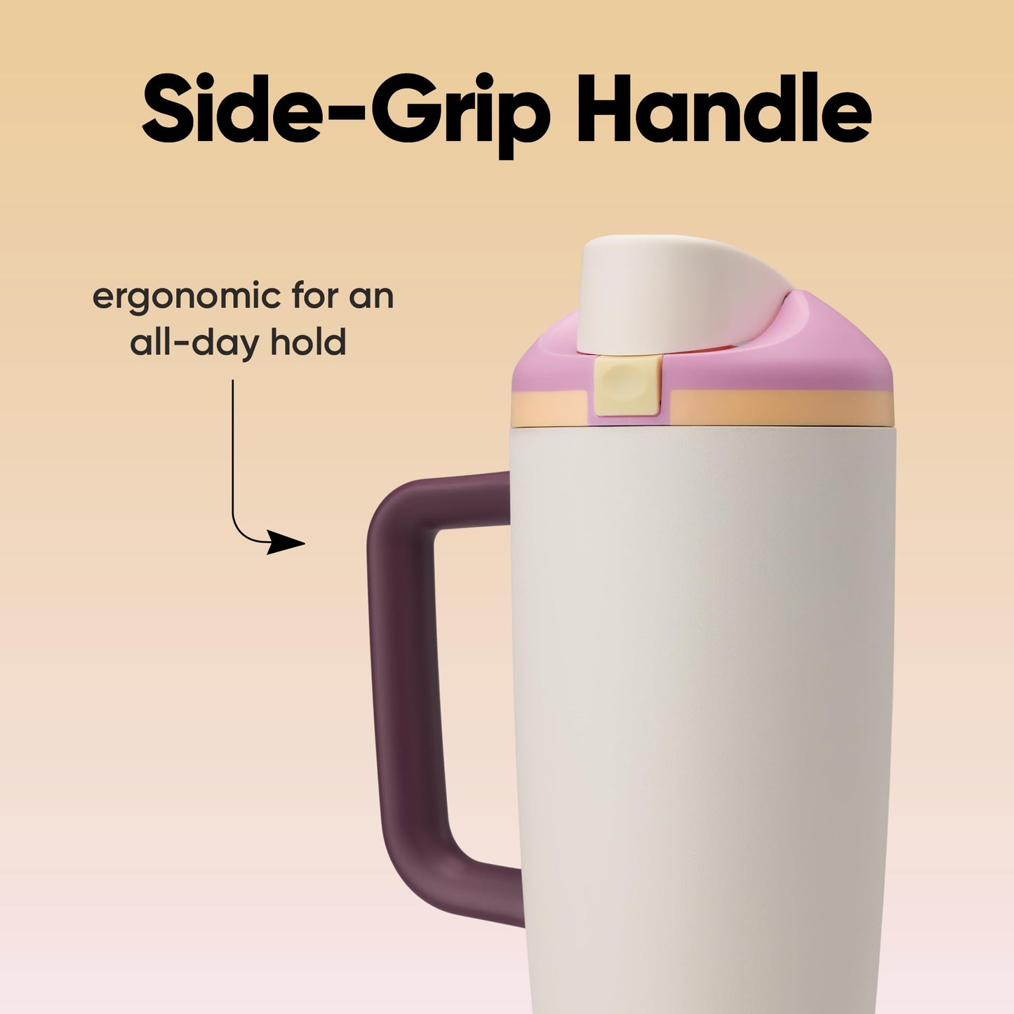 40 oz Owala FreeSip Tumbler Insulated Stainless Steel Water Bottle with Built-In Straw and Side Handle, BPA-Free, Leak-Proof, Sparkling Sherbet, Travel, Work, School, Sports