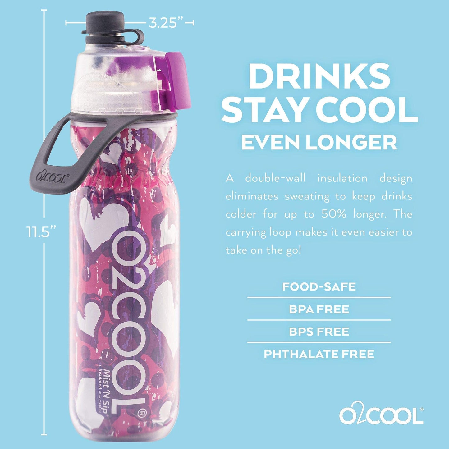 Pogo Plastic Water Bottle with Straw Lid and Carry Handle, Reusable, BPA-Free, Dishwasher Safe, Travel, School, Outdoors, Gym, 32 oz & 40 oz