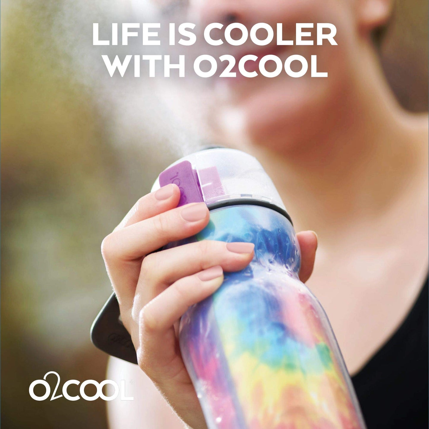 20 oz O2COOL Mist 'N Sip Water Bottle, 2-in-1 Mist and Sip, No-Leak Pull Top Spout, Reusable Sports Bottle, Patriot