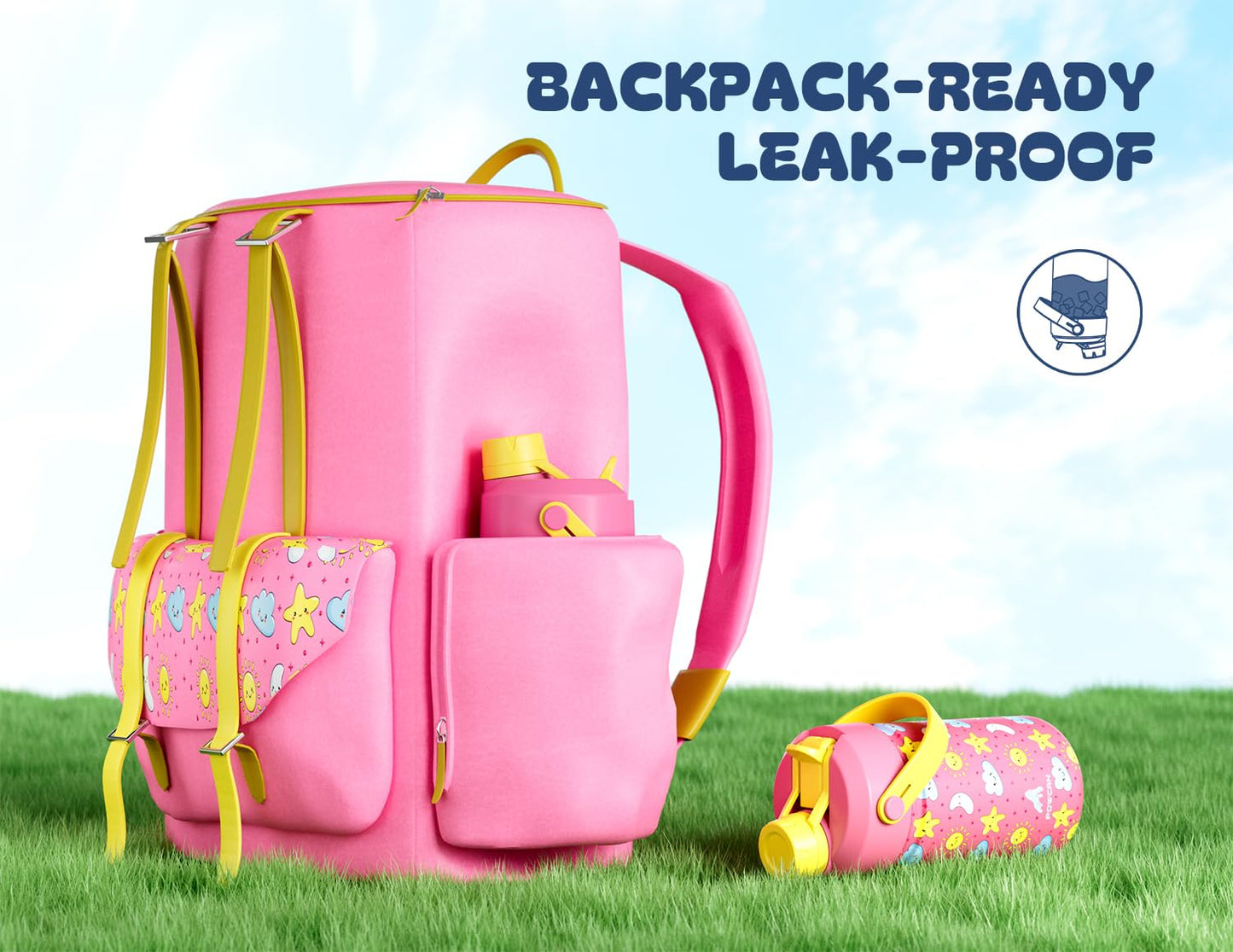 20 oz O2COOL Mist 'N Sip Water Bottle, 2-in-1 Mist and Sip, No-Leak Pull Top Spout, Reusable Sports Bottle, Celestial Purple