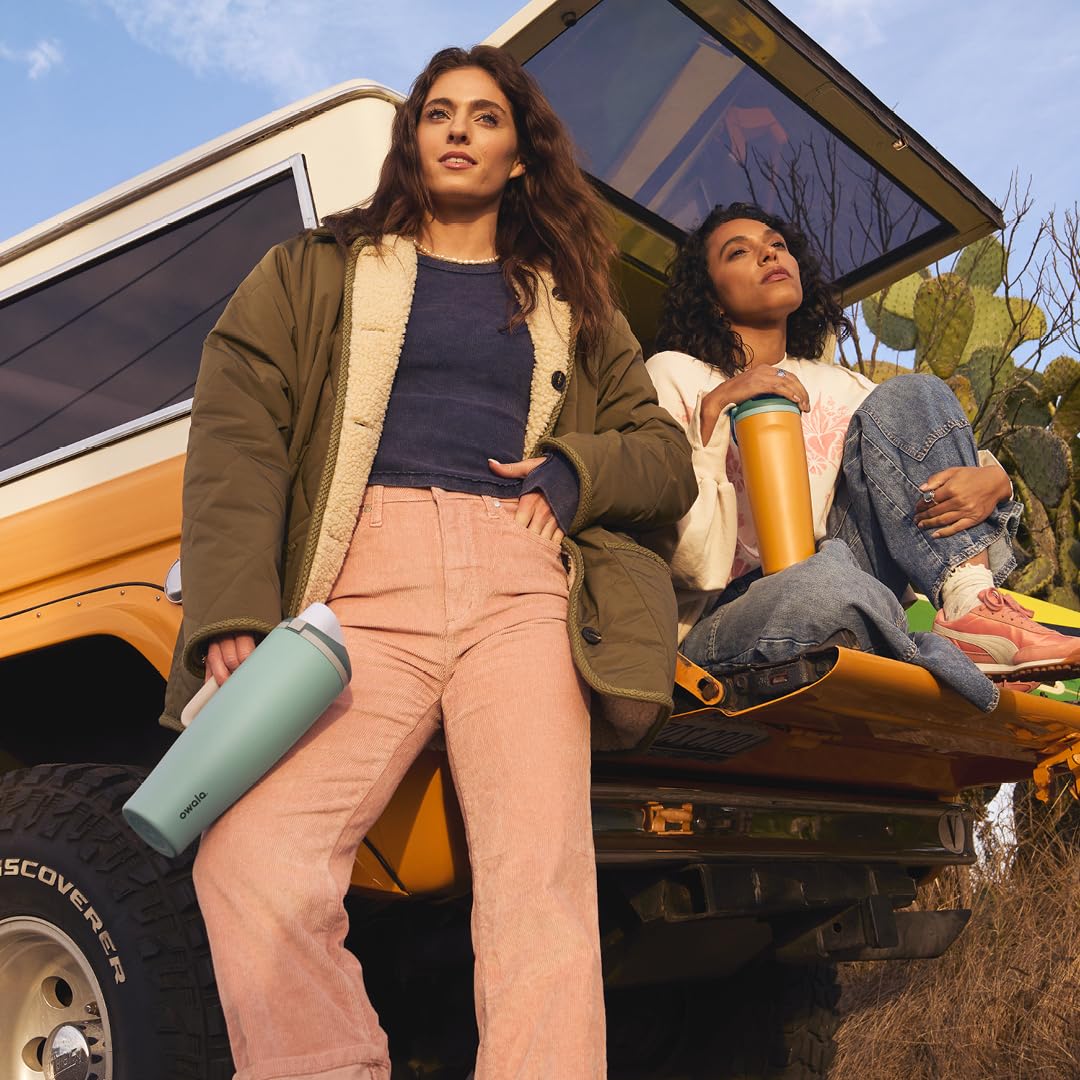 40 oz Owala FreeSip Tumbler Insulated Stainless Steel Water Bottle with Built-In Straw and Side Handle, BPA-Free, Leak-Proof, Putting Green, Travel, Work, School, Sports