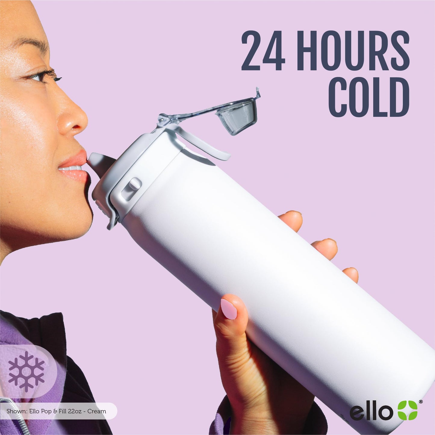 24 oz Insulated Stainless Steel Water Bottle for Sports, 2-in-1 Push-Button Spout & Quick-Flip Straw, Leak-Proof, Car Cupholder Friendly, Cotton Candy, Gym, School, Travel, Camping