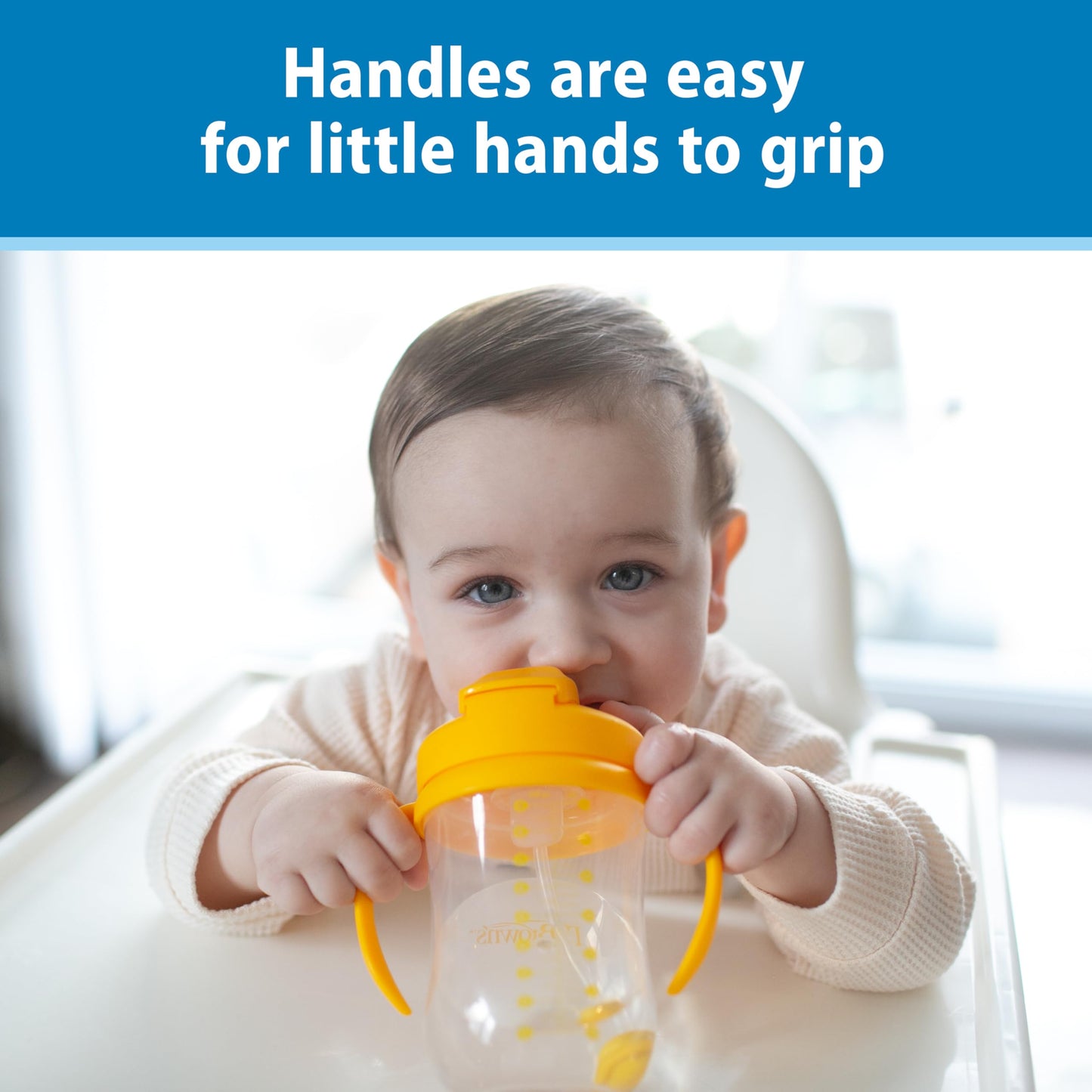 Dr. Brown's Milestones Baby's First Straw Cup – Training Cup with Weighted Straw, 9 oz/270 mL, Vintage Yellow, BPA-Free, for Babies 6 Months+