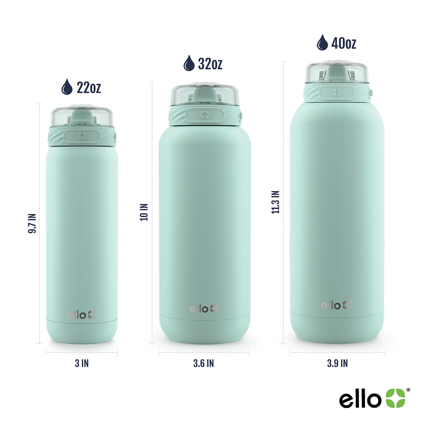 2 Pack 9 oz Insulated Toddler Water Bottles, Non-Spill Sporty Bottles with Two-Piece Valve, Bite-Resistant Spout, Easy-Hold Handle, Green and Teal, 12m+