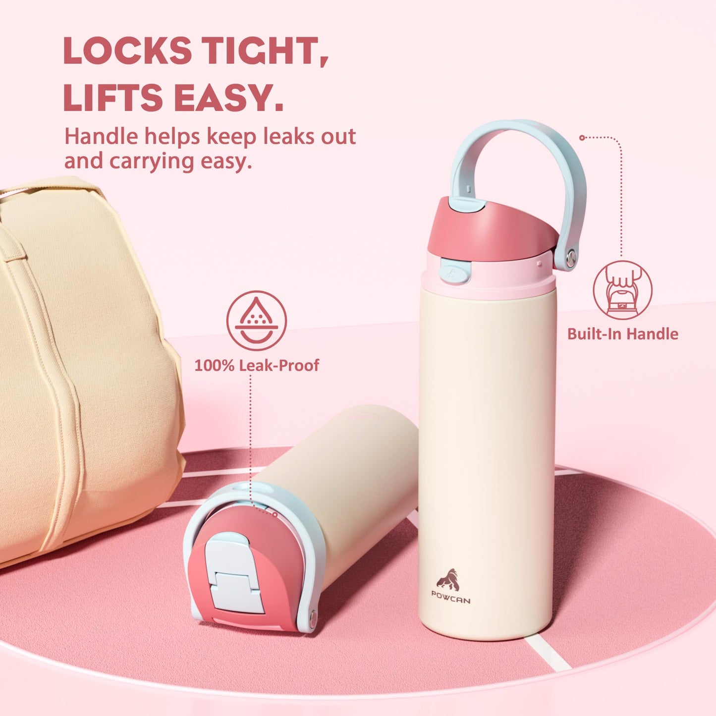 24 oz Insulated Stainless Steel Vacuum Water Bottle for Office, Spill-Proof Straw Lid, Lightweight, Double Walled, BPA-Free, Mint Green, College, Travel, Sports, Daily Use, Gift