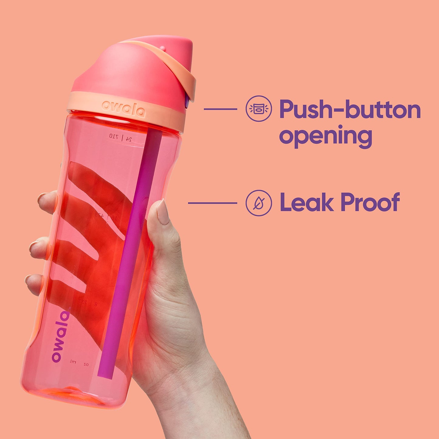 O2COOL Mist 'N Sip Water Bottle, 2-in-1 Mist and Sip, No-Leak Pull Top Spout, Reusable Sports Bottle, Hearts
