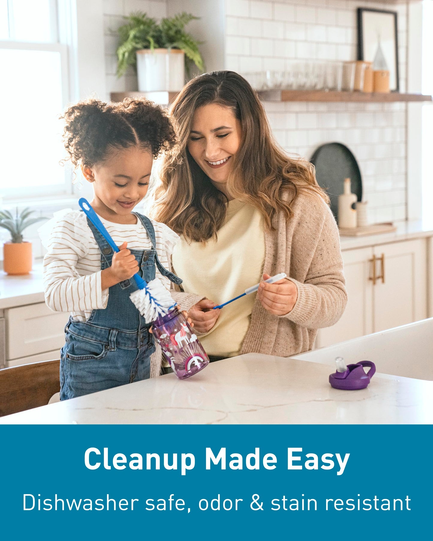 Kids Spill-Proof Water Bottle, Tritan Renew with Bite Valve Straw, Eddy+ Design