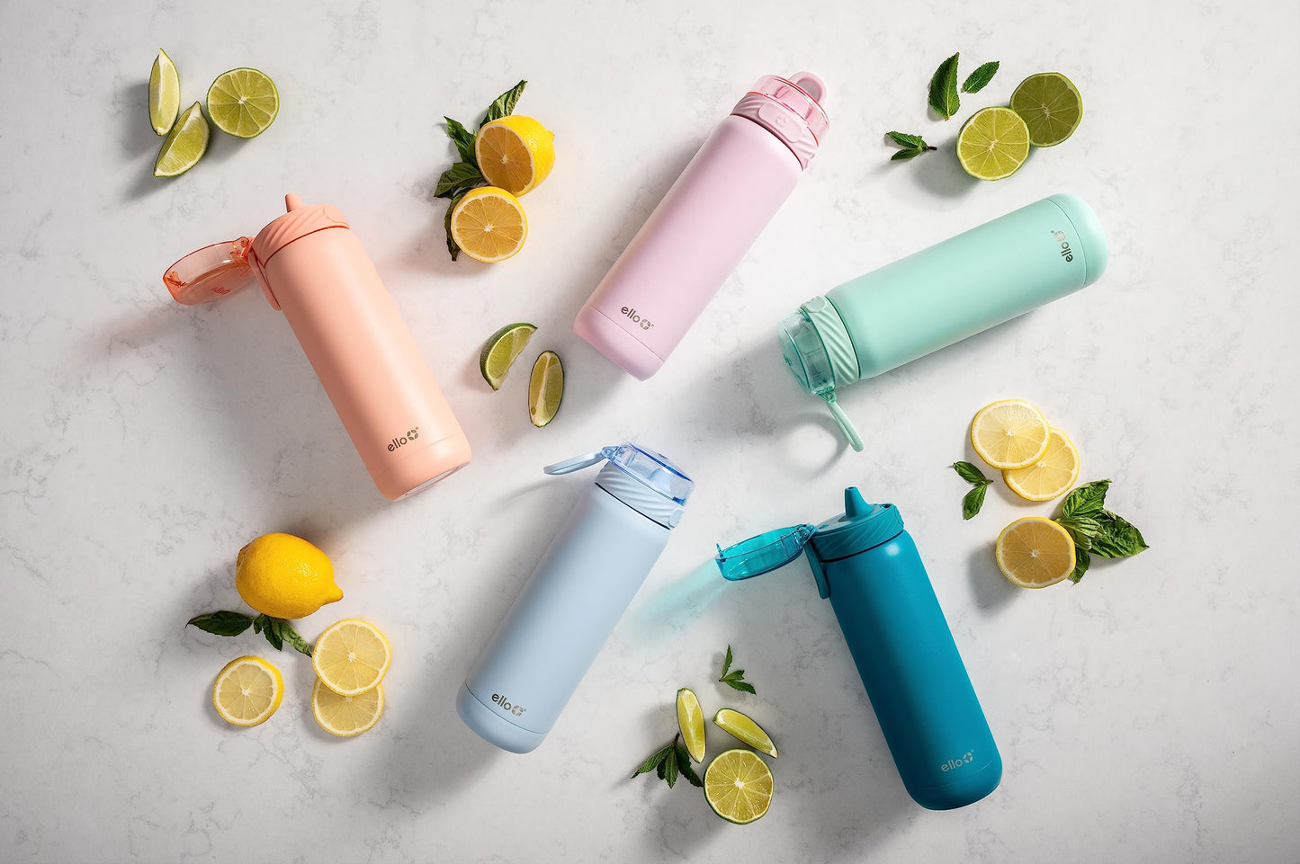 22 oz Ello Cooper Stainless Steel Water Bottle with Straw and Carry Handle, Double Wall Vacuum Insulated, Leak-Proof Locking Lid, BPA-Free, Antigua