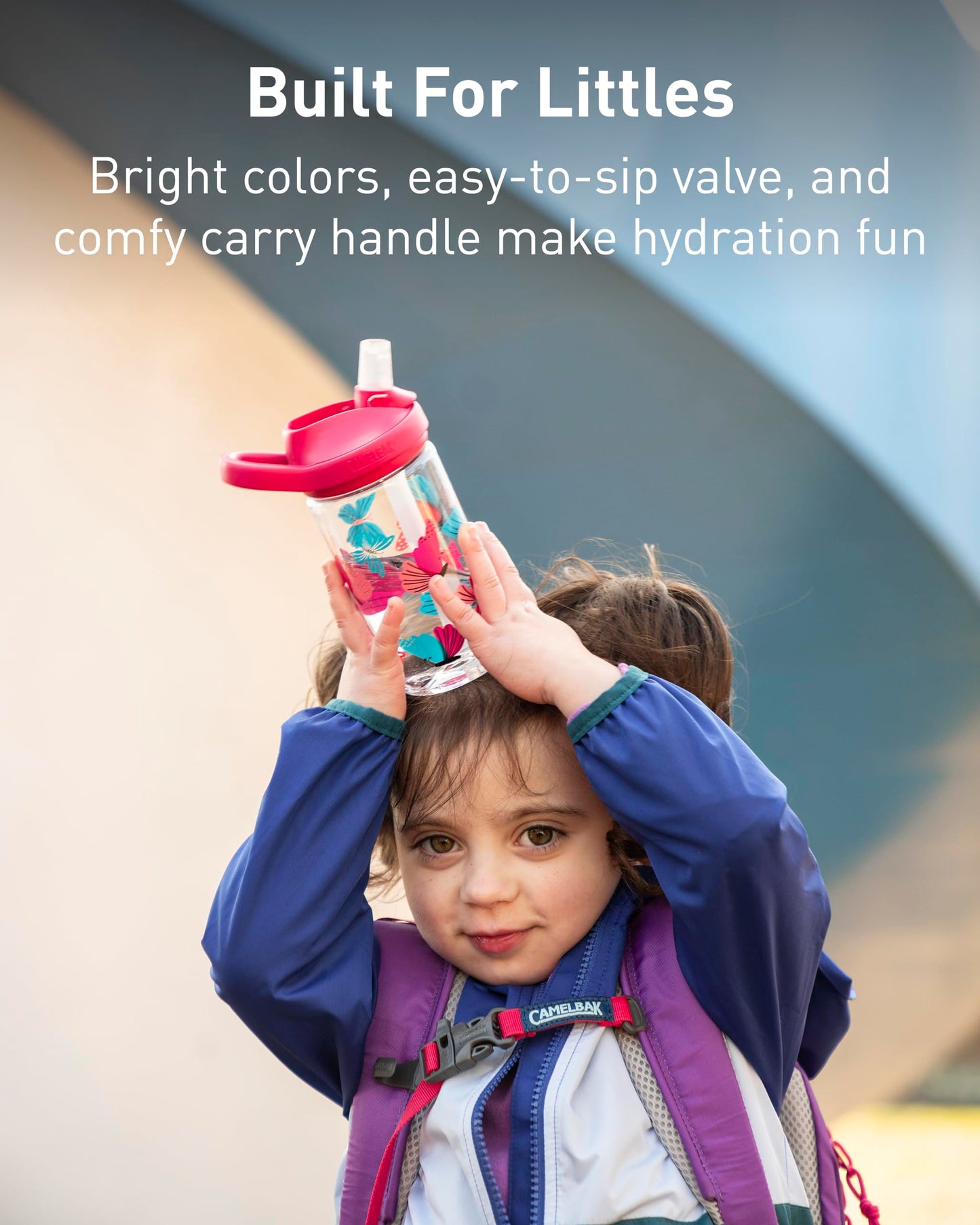 Kids Spill-Proof Water Bottle with Bite Valve Straw, Tritan Renew, Eddy+ Design