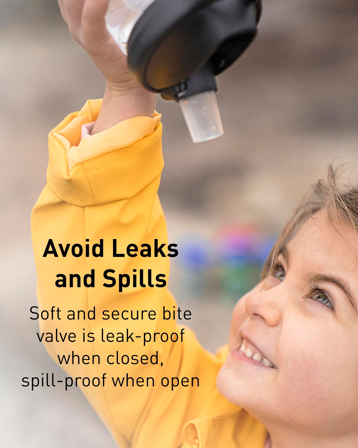 Kids Spill-Proof Water Bottle with Bite Valve Straw, Tritan Renew, Eddy+ Design