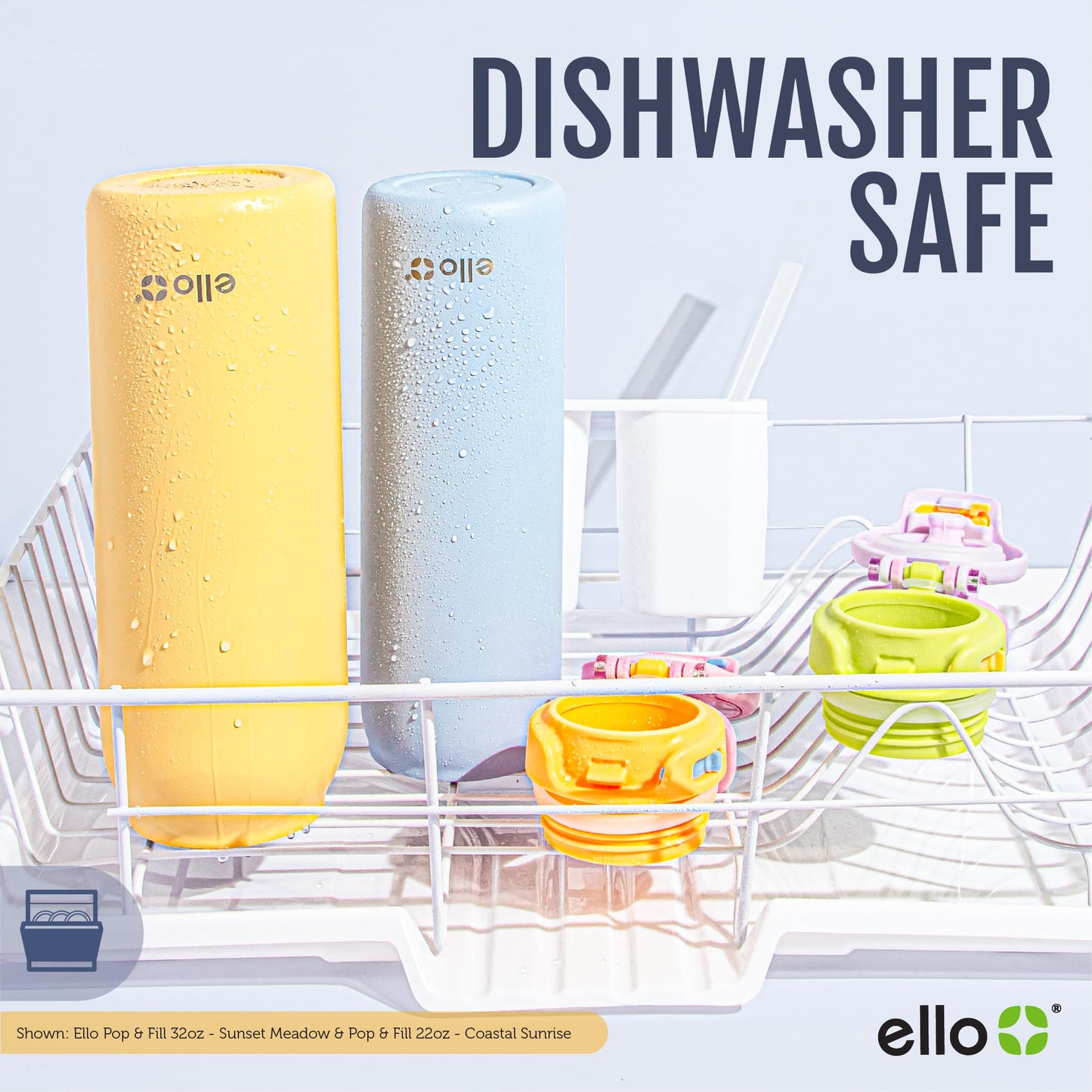 24 oz Insulated Stainless Steel Water Bottle for Sports, 2-in-1 Push-Button Spout & Quick-Flip Straw, Leak-Proof, Car Cupholder Friendly, Cotton Candy, Gym, School, Travel, Camping